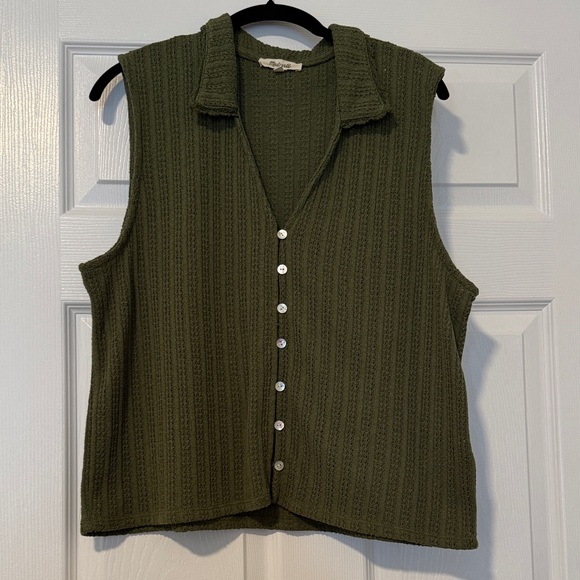 Madewell Tops - Madewell Olive Green Sleeveless Knit Top Women Size XL